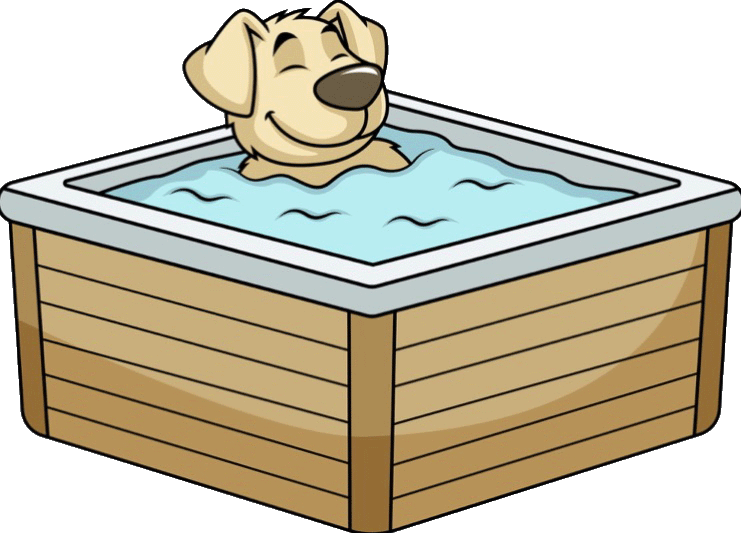 Love's Hot Tub's Logo of a dog in a hot tub