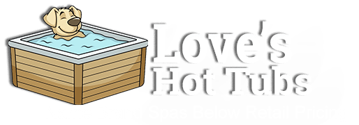 Love's Hot Tub Logo- A dog inside a hot tub