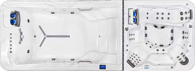 DT-21 Pool Side and Spa Side Top View Fitness Pool By Tidal Fit Swim Spas