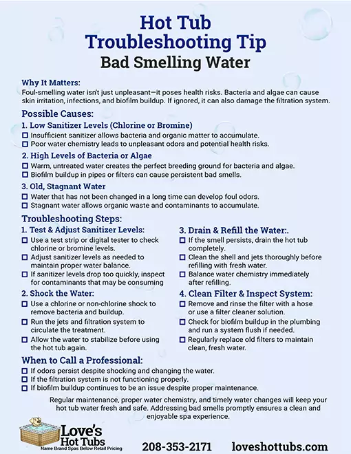 Hot Tub Trouble Shooting Guide Bad Smelling water