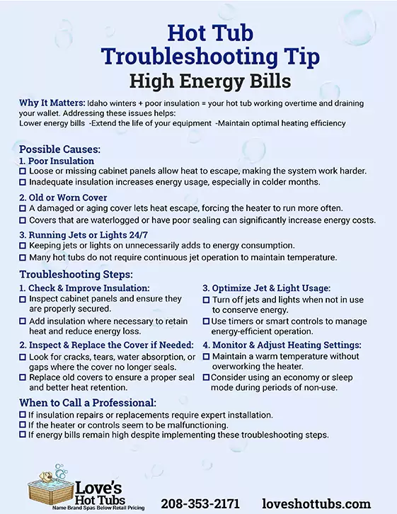 Hot Tub Trouble Shooting Guide -High Energy Bills