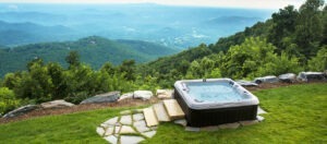 An Island Spa's hot tub on a hill top
