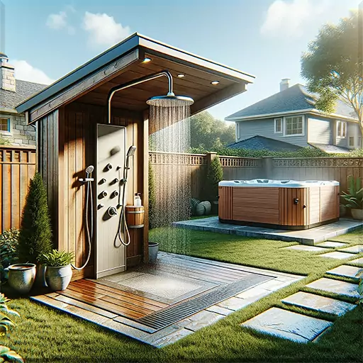 Top-10-Best-Hot-Tub-Accessories-2024-Outside-Shower - Love's Hot Tubs A Hot Tub With A Outdoor Shower