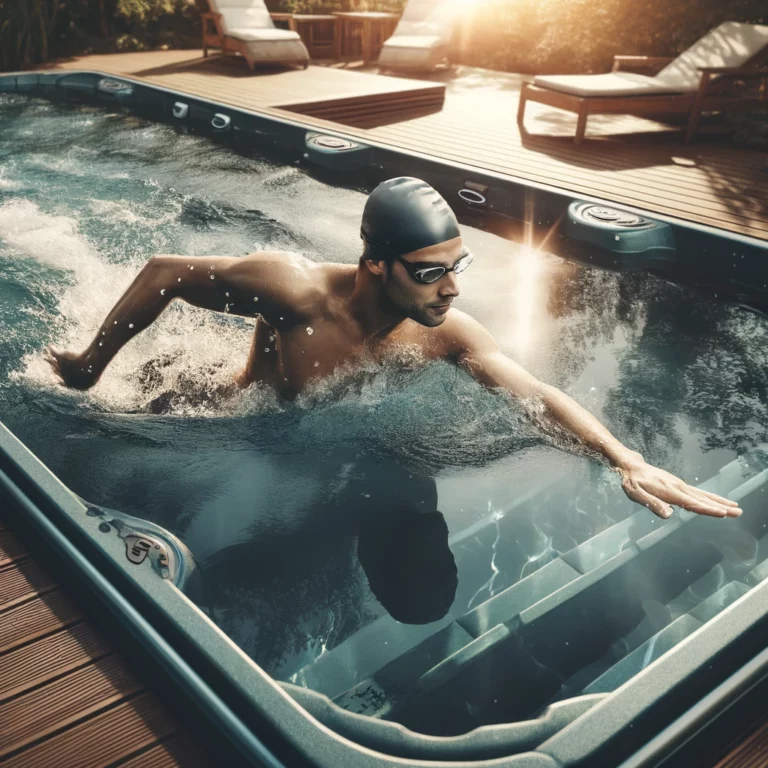 Swimming in a swim spa