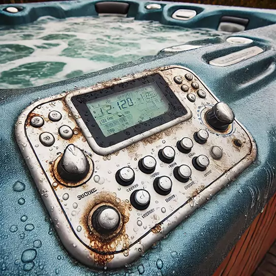 Hot tub control Panel that has wear and tear