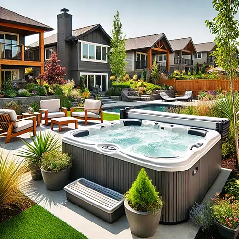 How-Many-Years-Will-a-New-Hot-Tub-Last-Factors-Affecting-the-Lifespan-of-a-Hot-Tub - Love's Hot Tubs A hot tub in a backyard