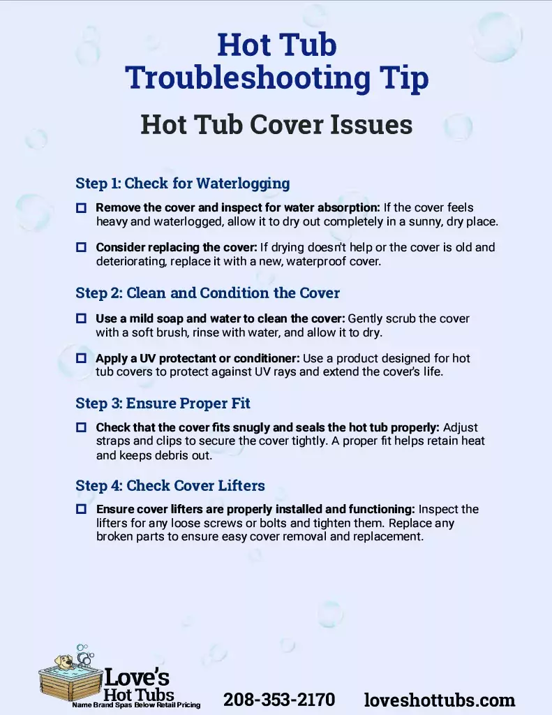 Hot Tub Trouble Shooting Guide Hot Tub Hot Tub Cover Issues