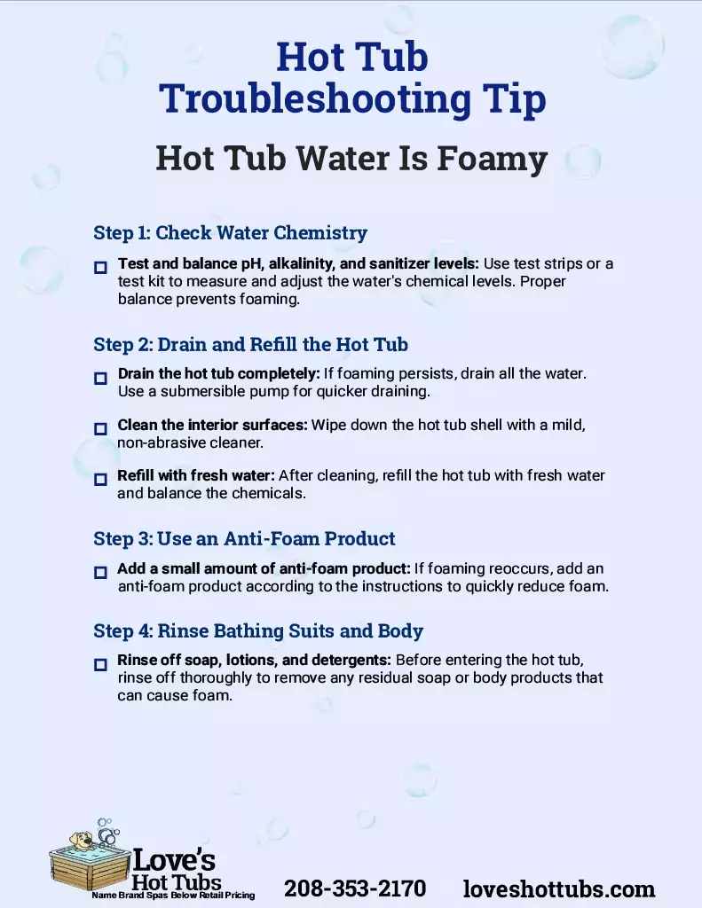 Hot Tub Trouble Shooting Guide Hot Tub Water Is Foamy