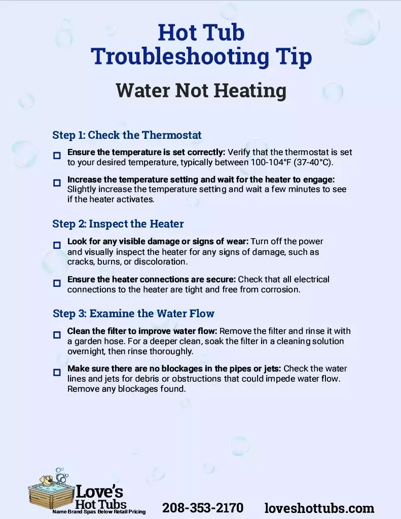 Hot Tub Trouble Shooting Guide - Water Not Heating