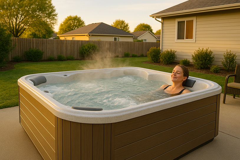 5-Signs-Your-Hot-Tub-Needs-an-Upgrade-Now-Youre-Spending-More-Time-Fixing-Than-Relazing - Love's Hot Tubs A woman relaxing in a hot tub