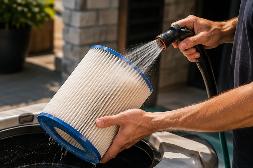 hot tub filter rinsing